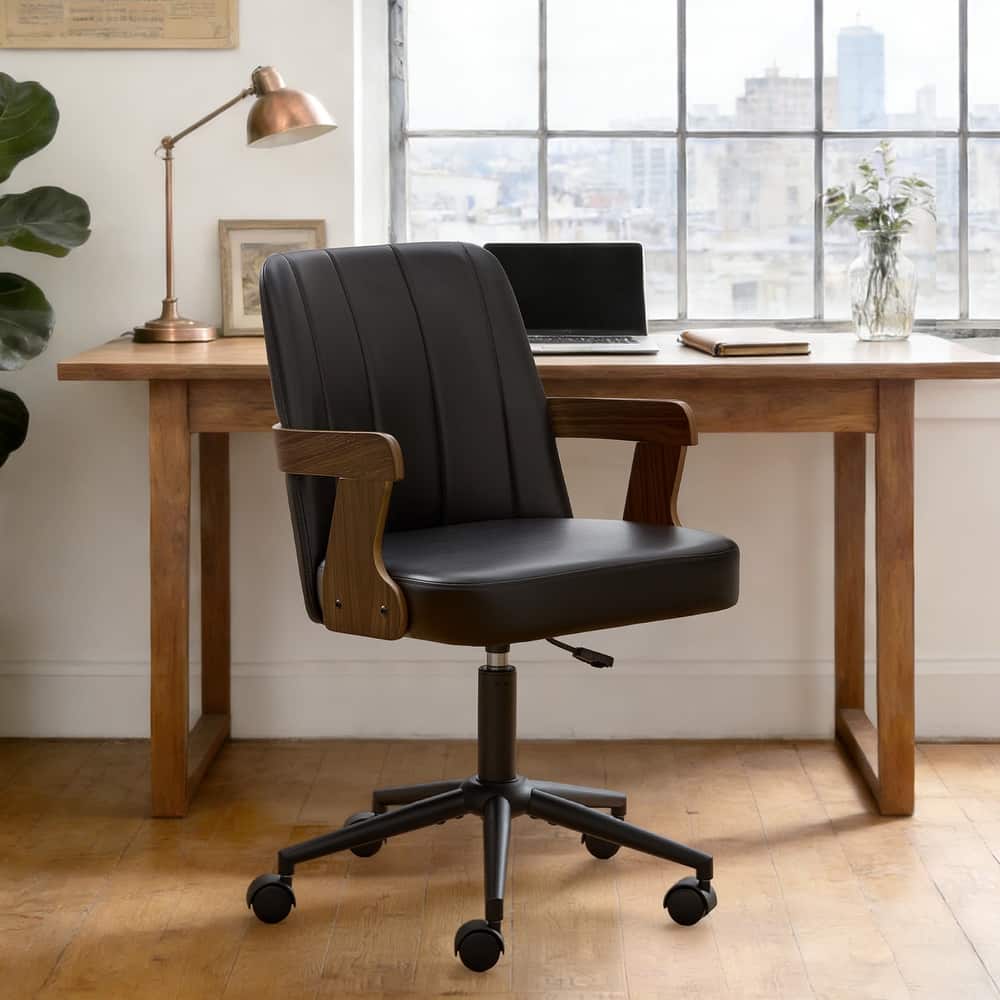 Swivel Home Office Chair Adjustable Height Desk Chair with Wheels and Armrests - 32.7"-36.6"H x 19.9"W x 22.8"D