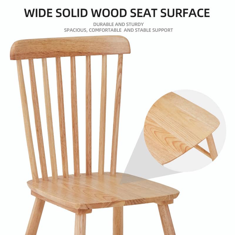 Set of 4 Rubber Wood Dining Chairs, Solid Wood