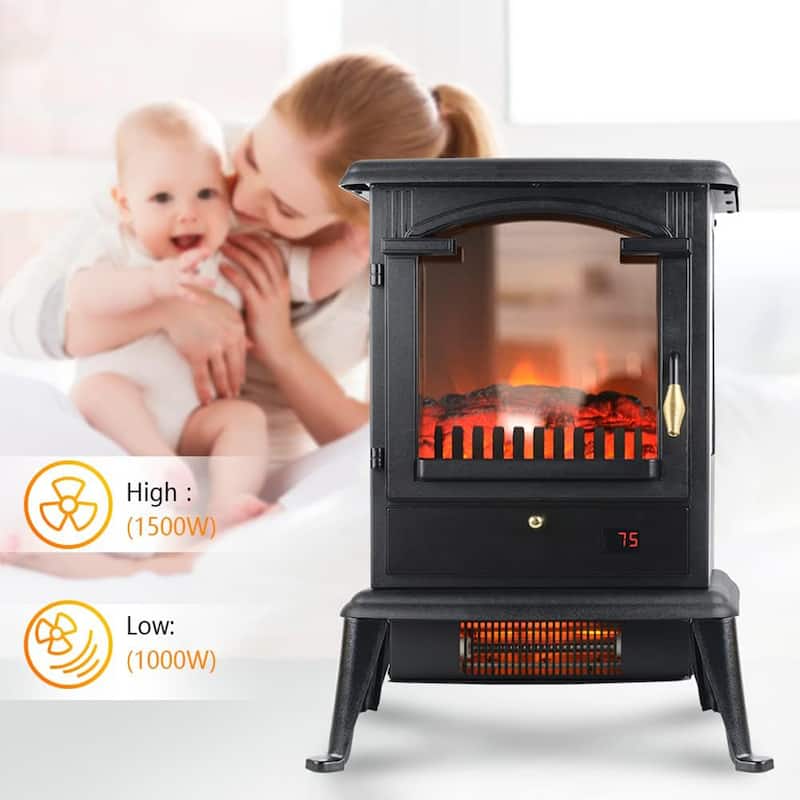 VOLTORB Freestanding Portable Electric Fireplace Heater Stove w/Remote Control - 14.33