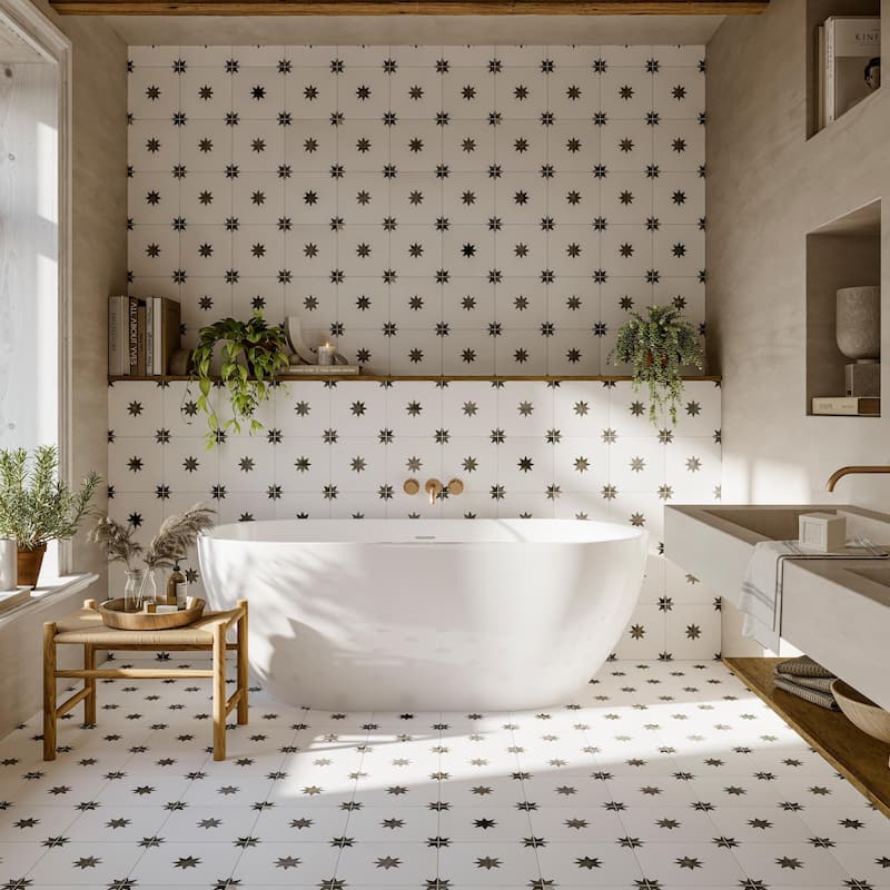Merola Tile Starlight White 17-3/8" x 17-3/8" Porcelain Floor and Wall Tile - Case (7 Tiles)