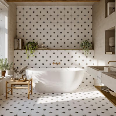 Merola Tile Starlight White 17-3/8" x 17-3/8" Porcelain Floor and Wall Tile