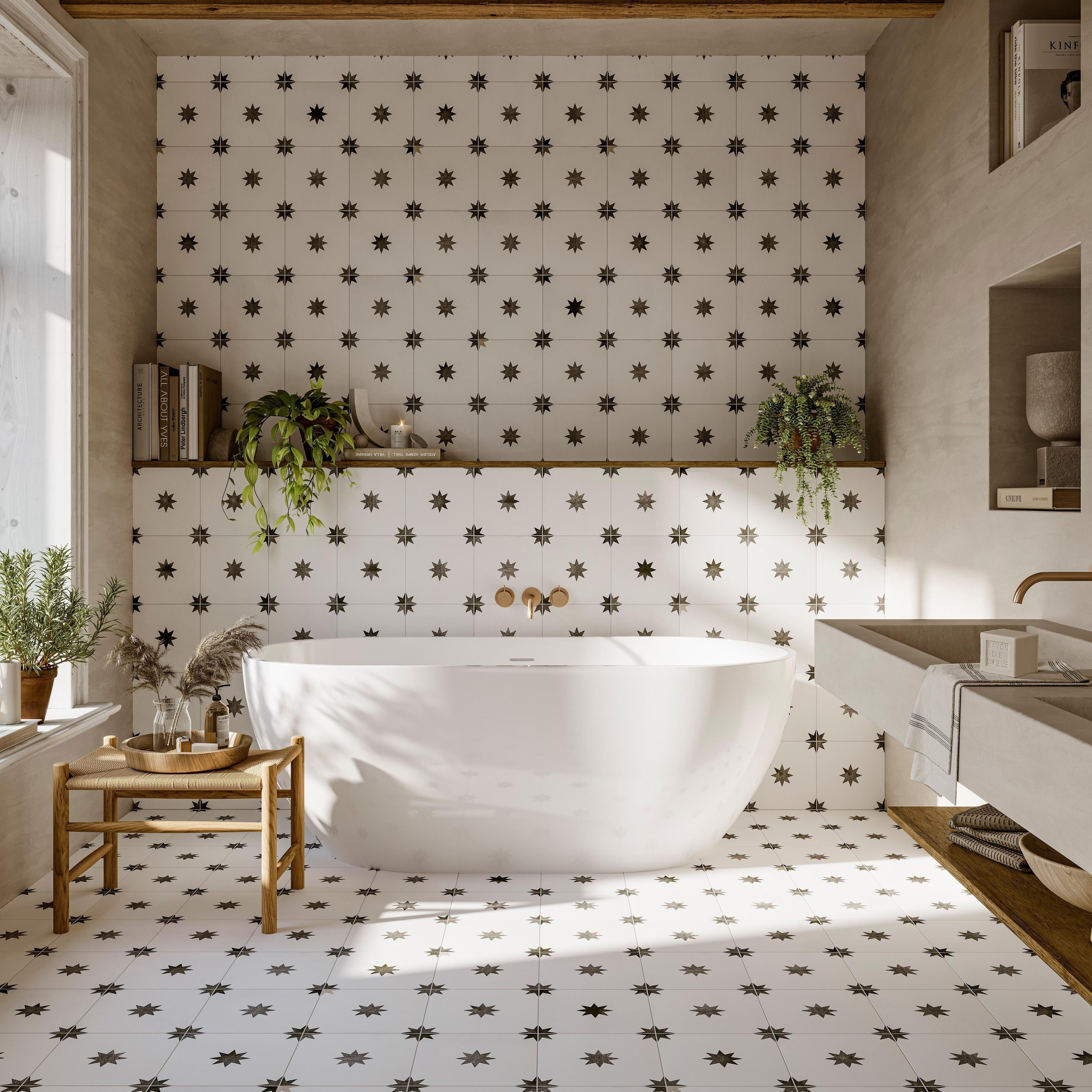 Merola Tile Starlight White 17-3/8" x 17-3/8" Porcelain Floor and Wall Tile