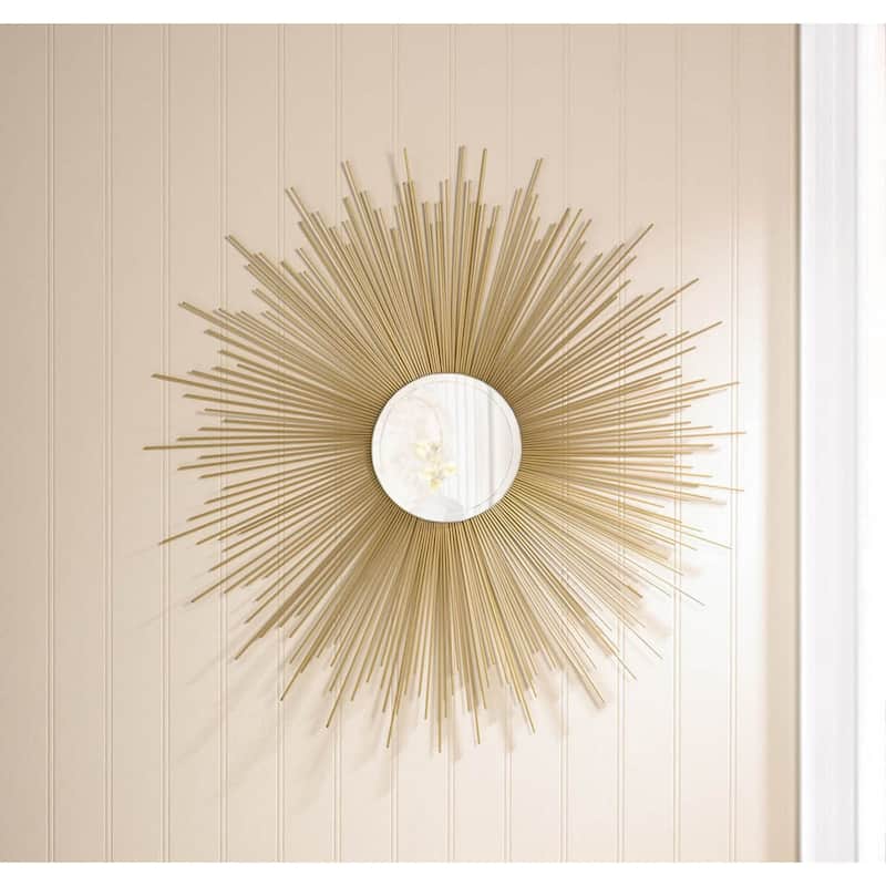 Vintage Style Rays Wall Mirror - 32" - Gold and Clear