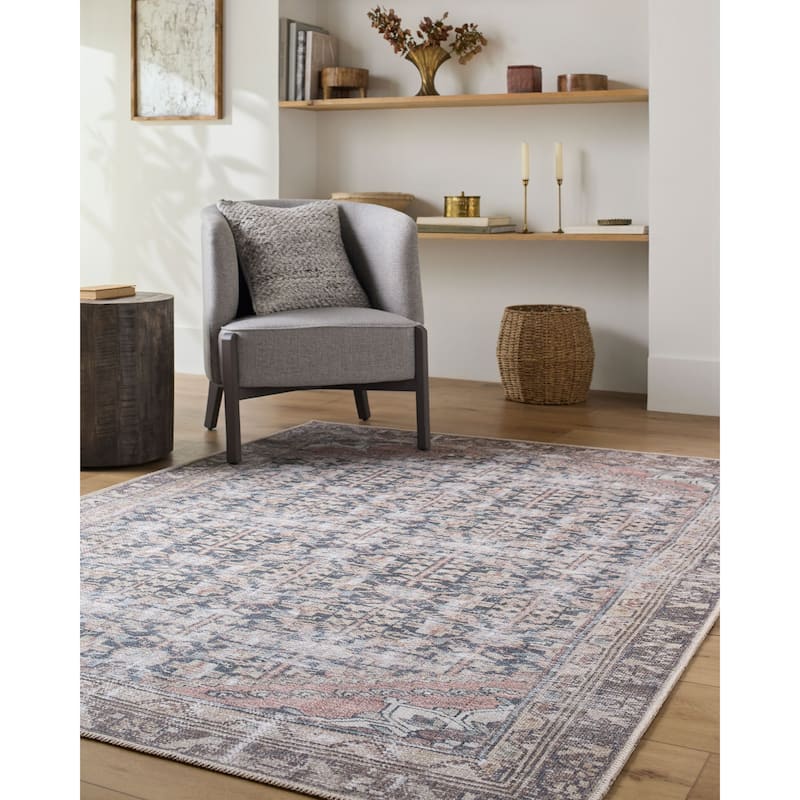 Livabliss Amelie Traditional Medallion Washable Area Rug - Blue/Taupe - 8' 10" x 12' - Rectangle