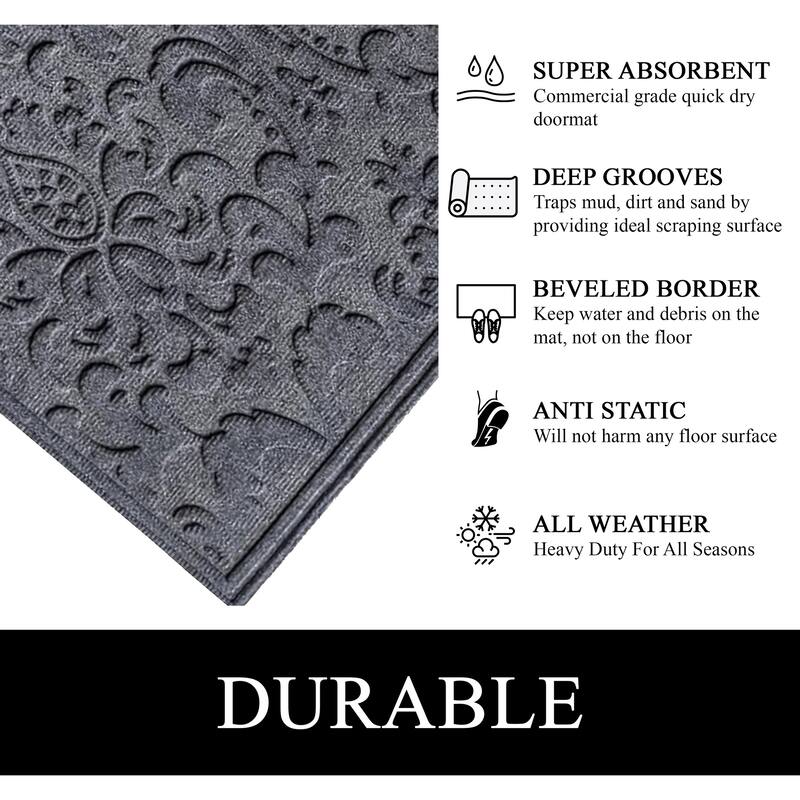 A1HC New All Weather Superior Dirt and Moisture Absorbing Polypropylene Door Mat with Non-Slip Backing for Inside Outside Use