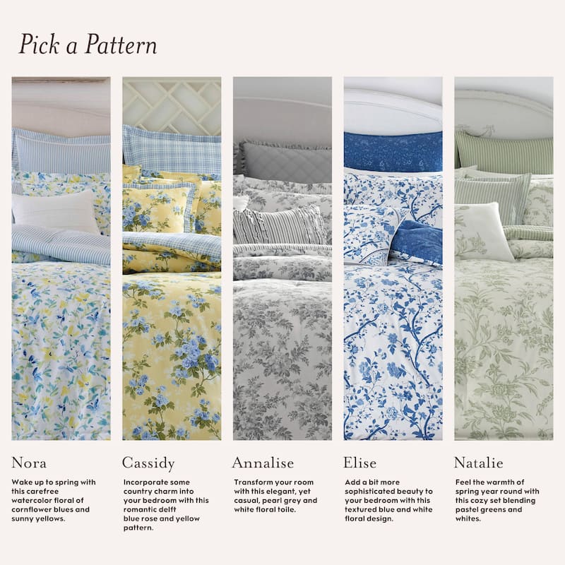Laura Ashley Madelynn Green Floral Cotton Bonus Comforter Set