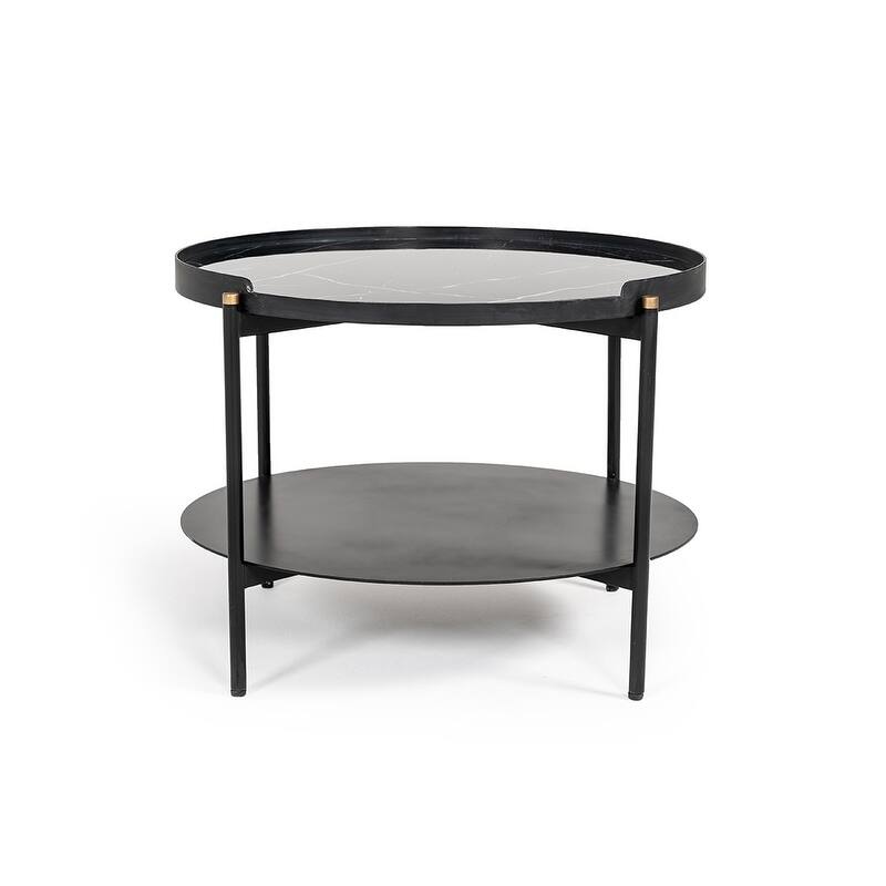 Modrest Randal Modern Round Black Metal Coffee Table