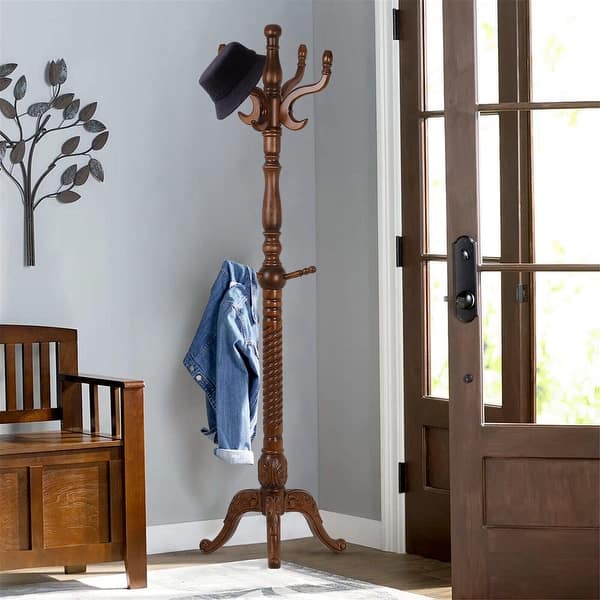 solid wood coat rack hooks