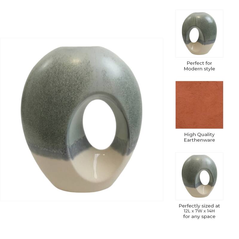 Earthenware Decorative Vase Modern Open Center Handmade Organic Shape