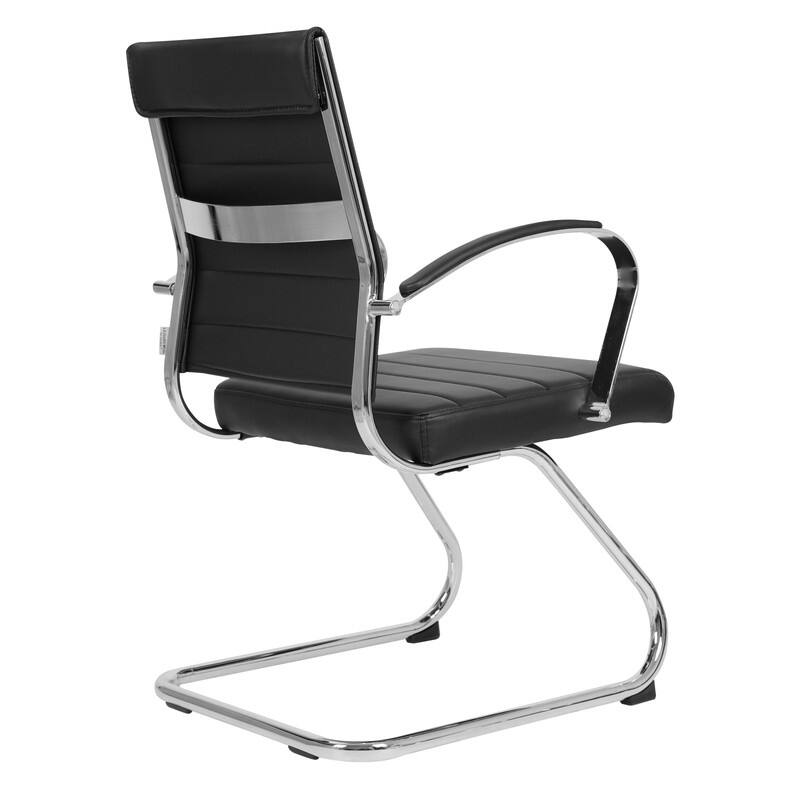 Benmar Series Mid Back Modern Leather Office Executive Desk Chair, Ergonomic Seating with Stainless Steel Sled Base