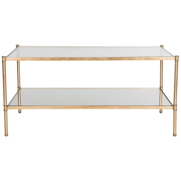 slide 2 of 6, SAFAVIEH Aslan 42.25-Inch Glass Coffee Table, Gold and Clear, Modern - 42.3" x 25.5" x 20" Gold