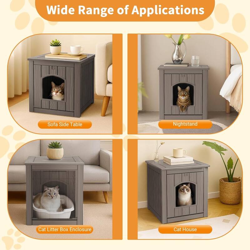 Outdoor Cat House Weatherproof, Resin Waterproof Cat Shelter for Outside, Durable Insulated Shelter for Outdoor & Indoor Cats