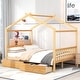 preview thumbnail 10 of 16, Natural Full Size House Platform Bed with Two Functional Drawers Natural