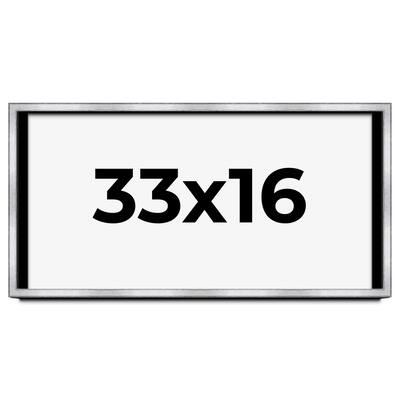 33x16 Shadow Box Frame Silver | 1.375 Inches Deep Real Wood