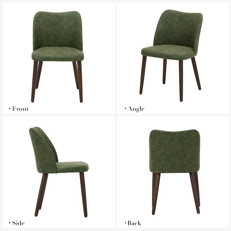 Set of 2 Wooden Dining Chairs, Beige Upholstered Fabric for Kitchen & Dining Room