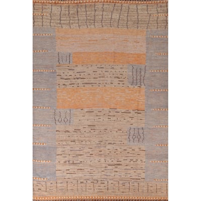 Moroccan Abstract Area Rug Hand-Knotted Wool Carpet - 7'11"x 10'6"