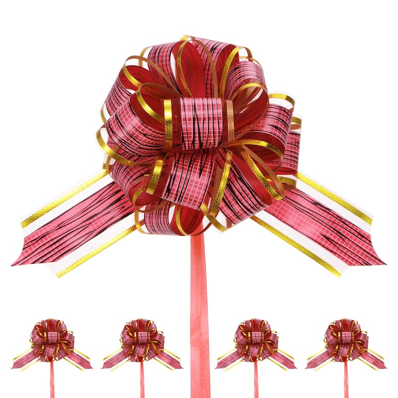 10pcs Large Pull Bow 6 Inch Flower Bows for Wedding Baskets - 6 Inch - Wine Red