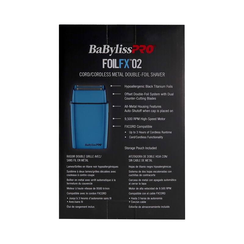 BaByliss Pro LIMITED EDITION Cordless Double Foil Shaver (Blue) FXFS2BL + Comb Set (Clipper, Cutting, Taper Combs) - Red