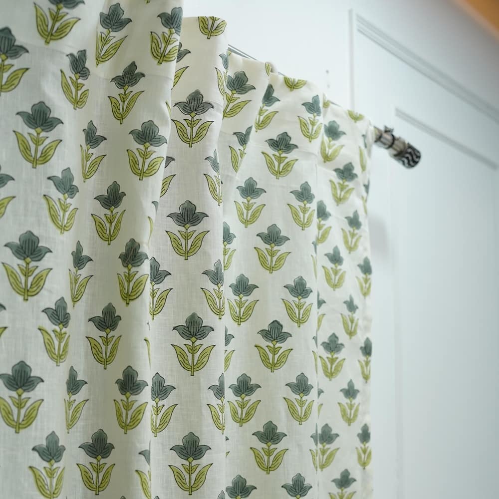 Fabdivine Handmade Block Print Viscose Linen Gift Home Decorative Accent Vintage Curtain or Drape