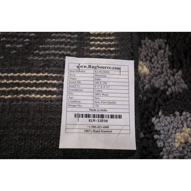 Geometric Moroccan Oriental Area Rug Handmade Wool Carpet - 4'11" x 8'2"