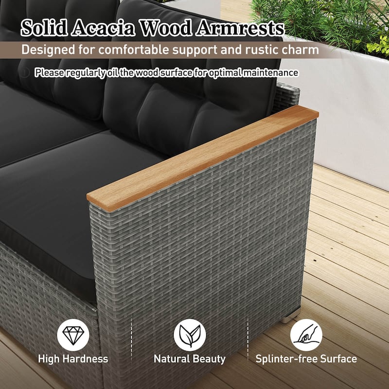 Costway 3-Seat Patio Couch Sofa PE Rattan Wicker Outdoor Loveseat - See Details
