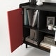 preview thumbnail 10 of 10, 35" Modern Black Buffet Storage Cabinet with Unique Drawer Panels, 2 Doors and Open Shelves, Accent Sideboard