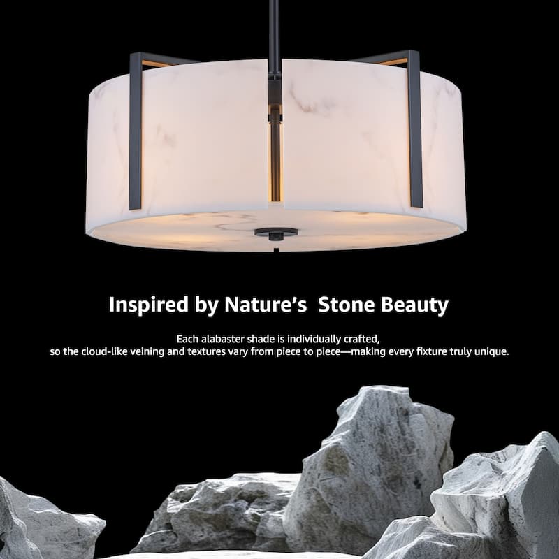 Starsky 4-Light Natural Alabaster Drum Chandelier