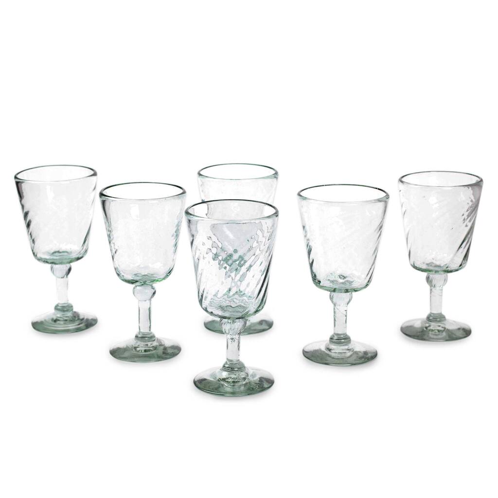 Handmade Wine glasses Contoured set of 6 (Mexico)