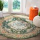 SAFAVIEH Monaco Lillie Boho Medallion Distressed Area Rug - 5' x 5' Round - Forest Green/Light Blue