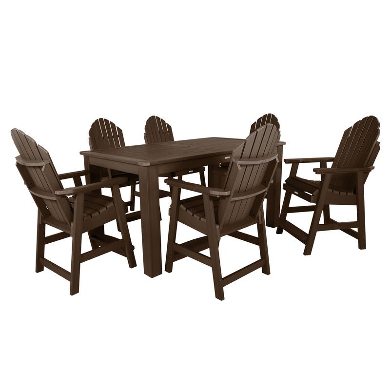 Hamilton 7-Piece Outdoor Dining Set - 42" x 72" Table, Counter-height - Weathered Acorn