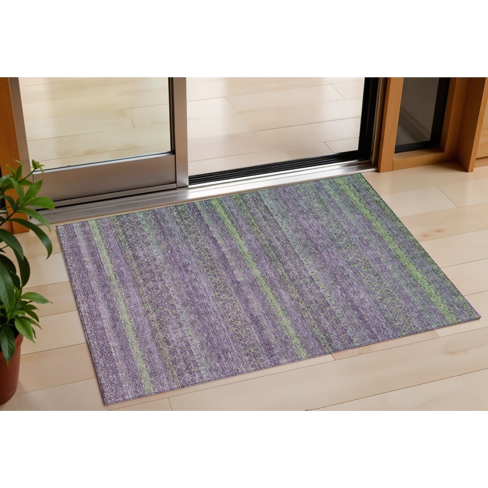 HomeRoots Striped Transitional Rectangle Outdoor Rug