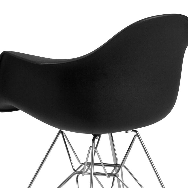 Plastic Chair with Arms and Chrome Base