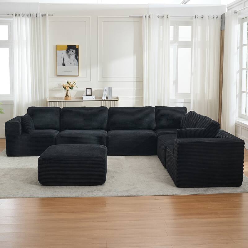 Convertible Corduroy Modular Sectional Sofa