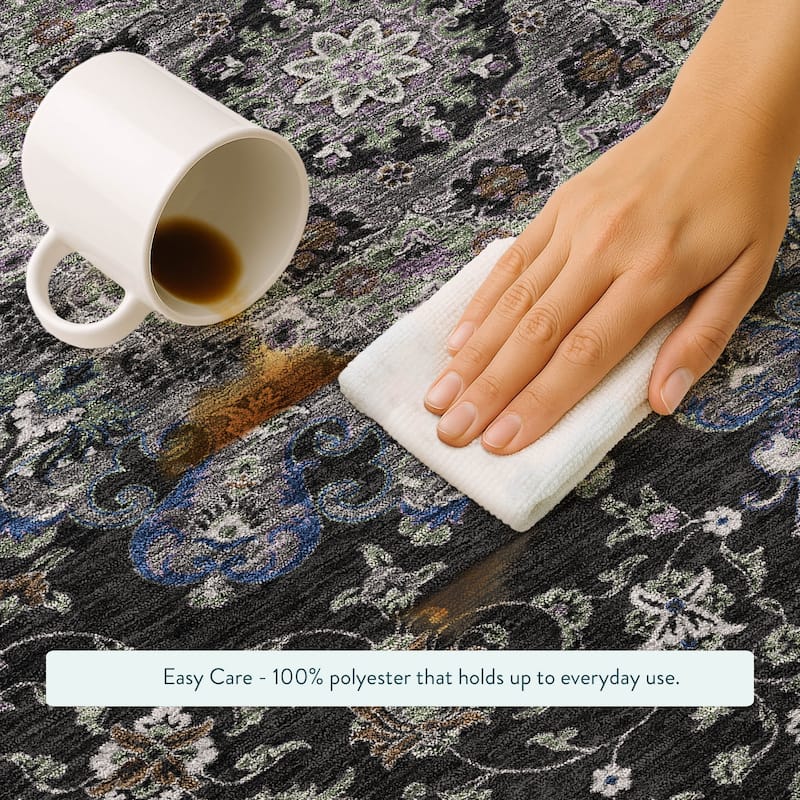 Machine Washable Indoor/ Outdoor Traditional Awaka Chantille Rug