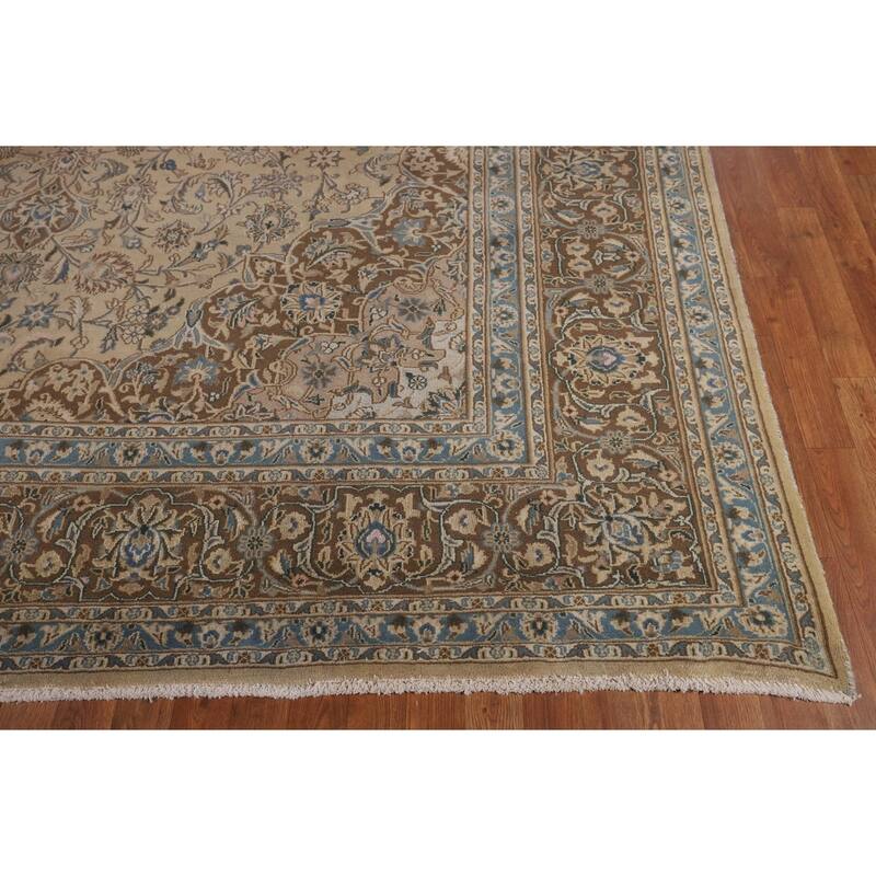 Traditional Mashad Persian Vintage Area Rug Handmade Wool Carpet - 9'8"x 12'9"