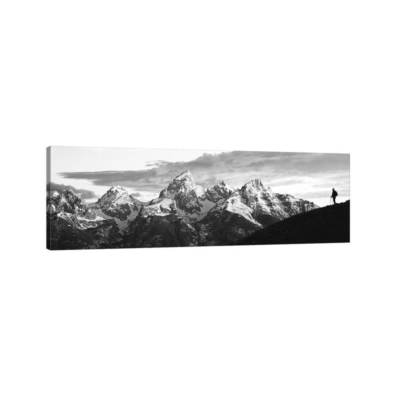 iCanvas "Silhouette Of A Hiker On Schwabacher Landing, Grand Teton National Park, Wyoming" by Panoramic Images Canvas Print