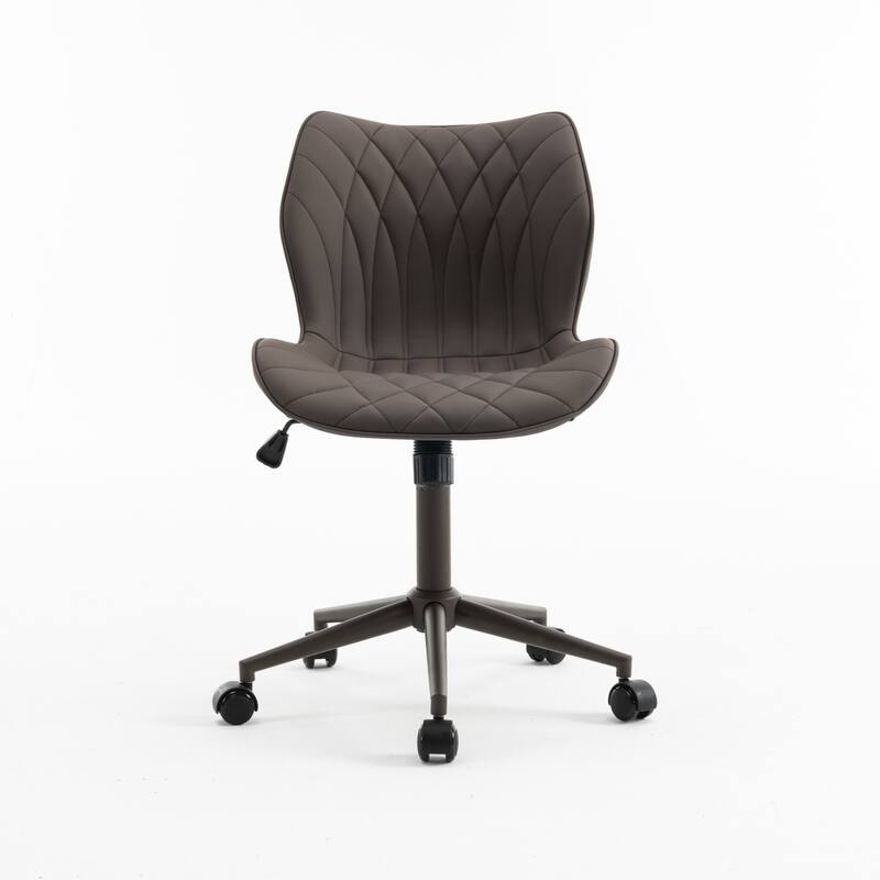 Faux Leather Office Chair with Wheels, Upholstered Task Chair