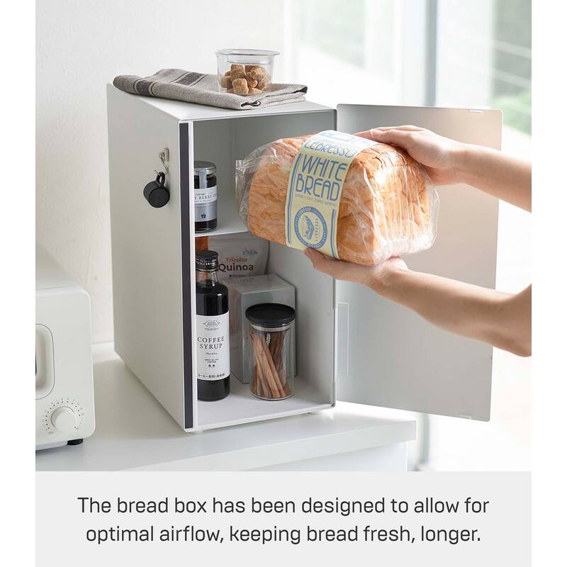 Yamazaki Home Bread Box - Two Styles, Steel, Vertical, Holds 4.4 lbs - L 13.6 x W 8.7 x H 16.1 inches