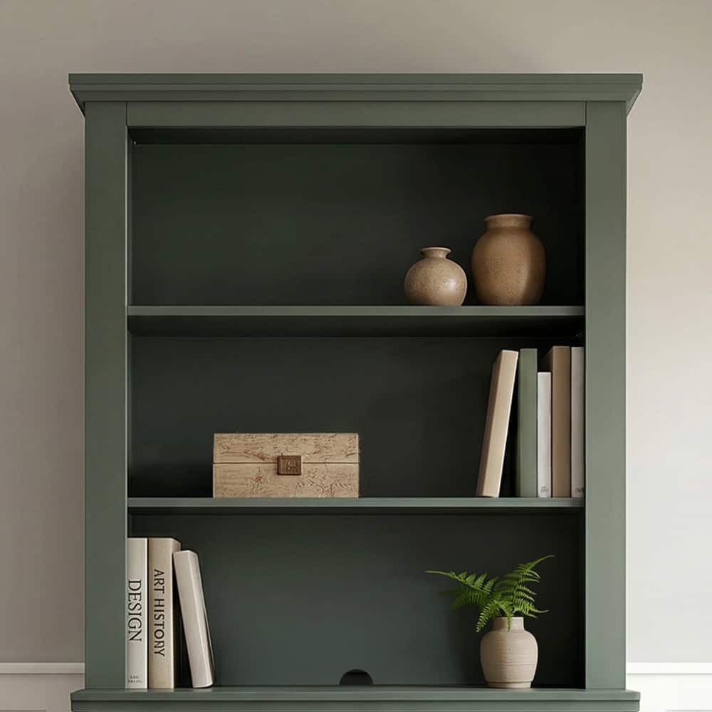 Martha Stewart Wooden Hutch with Double Open Shelves and Solid Wood Frame - 33"W x 11.75"D x 45"H