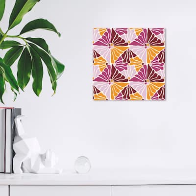 Wynwood Studio Canvas Floral and Botanical Floral Motif Purple and Apricot Modern & Contemporary Wall Art Canvas Print
