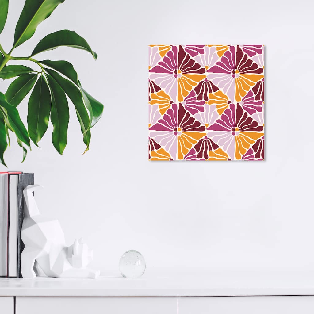 Wynwood Studio Canvas Floral and Botanical Floral Motif Purple and Apricot Modern & Contemporary Wall Art Canvas Print