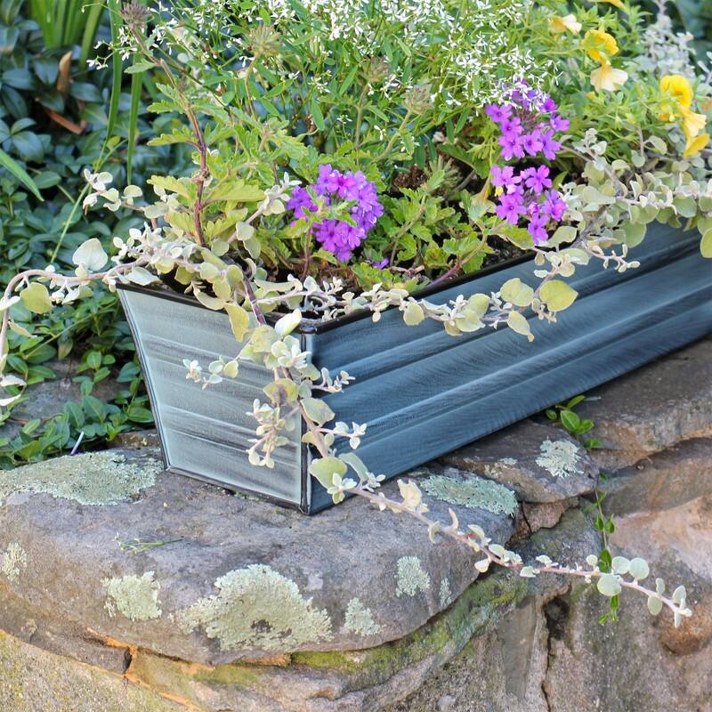 Achla Designs 22" W Galvanized Steel Bloom Box Garden Growing Kit