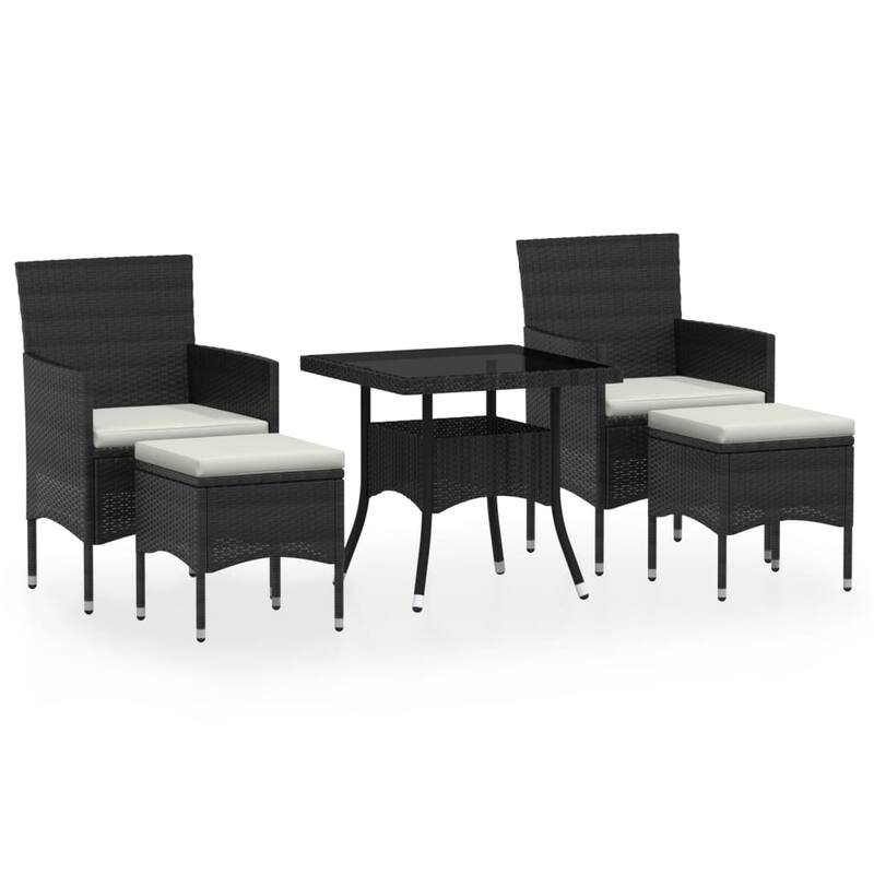 vidaXL Garden Dining Set Black Poly rattan Small Breathable Design - 31.5 x 31.5 x 29.5