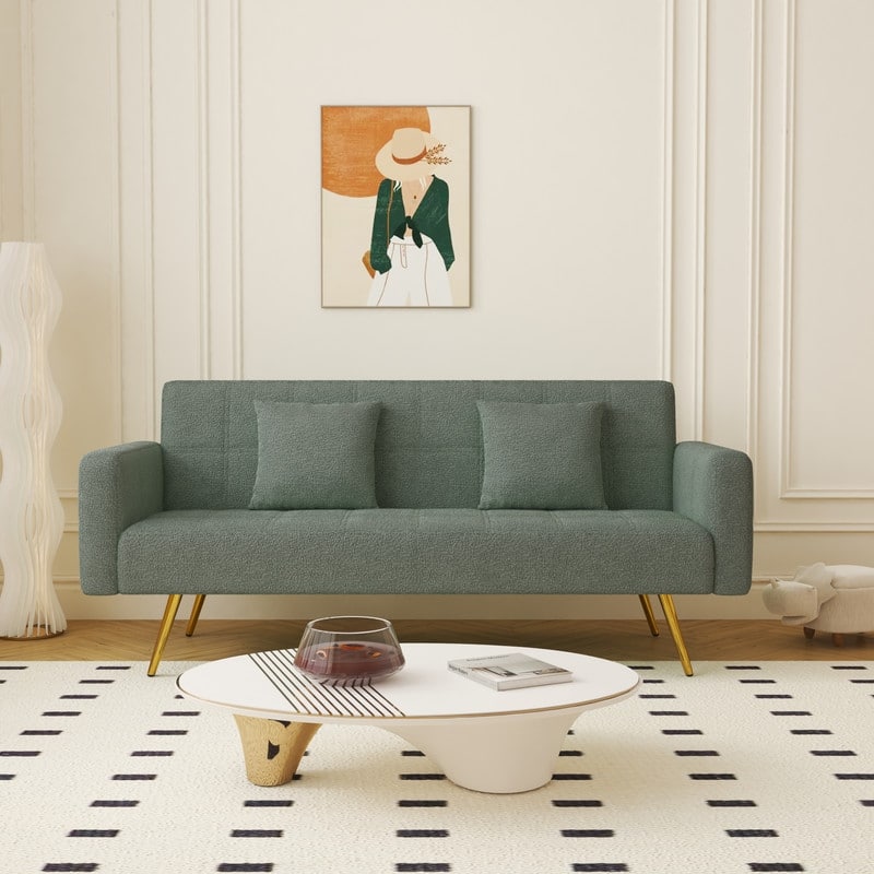 71.26" Teddy Velvet Three-Seater Sofa Bed,Beige