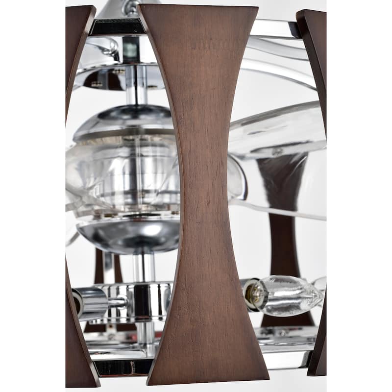 Avani 24-inch Silver and Faux Wood Grain 6 Lights 3 Blades Lighted Ceiling Fan with Remote