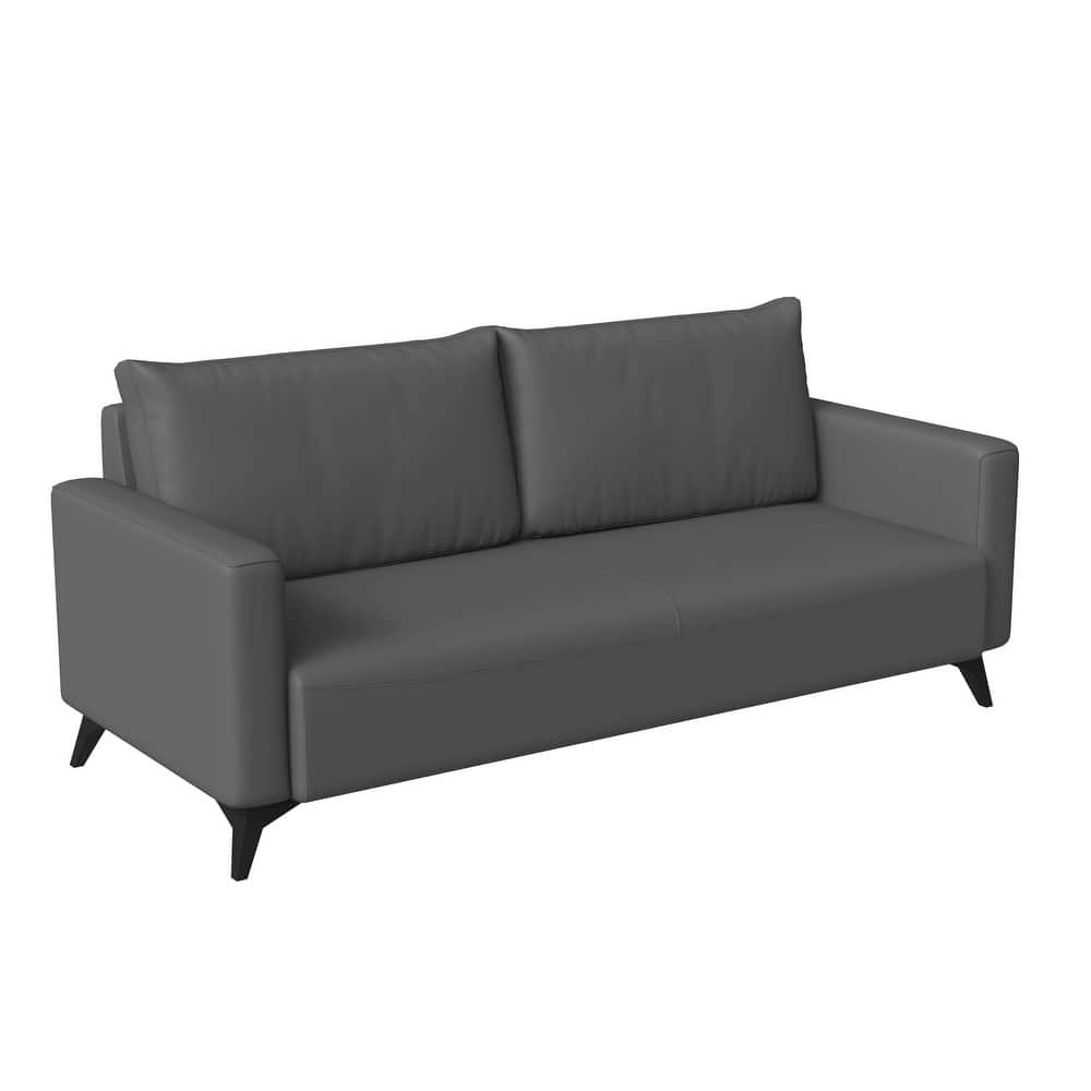 Inno 3-Seater Modern Leather Sofa Couch with Solid Wood Frame, Stainless Steel Legs and Detachable Back Cushions