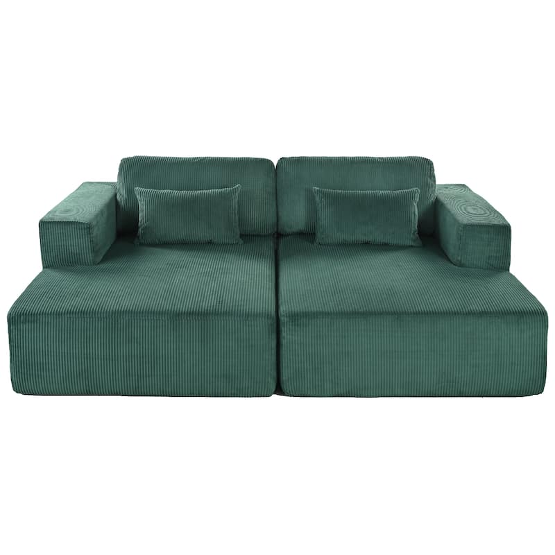 Roomfitters Corduroy Double Sofa Bed with Pillows, Modern Convertible Couch for Living Room, Apartment