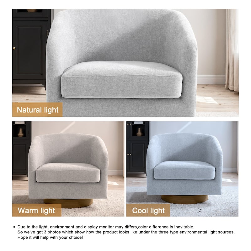 Faux Leather Wide Seat Swivel Barrel Chair