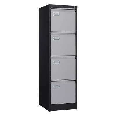 4 Drawer File Cabinet, Vertical Filing Cabinets with Lock, Metal File Cabinets for Home Office, Anti-Tip 4 Storage Drawers Black