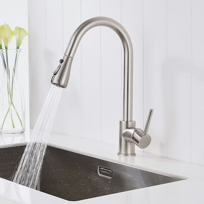 Kitchen Sink Faucets with Pull Down Sprayer Single Handle One Hole